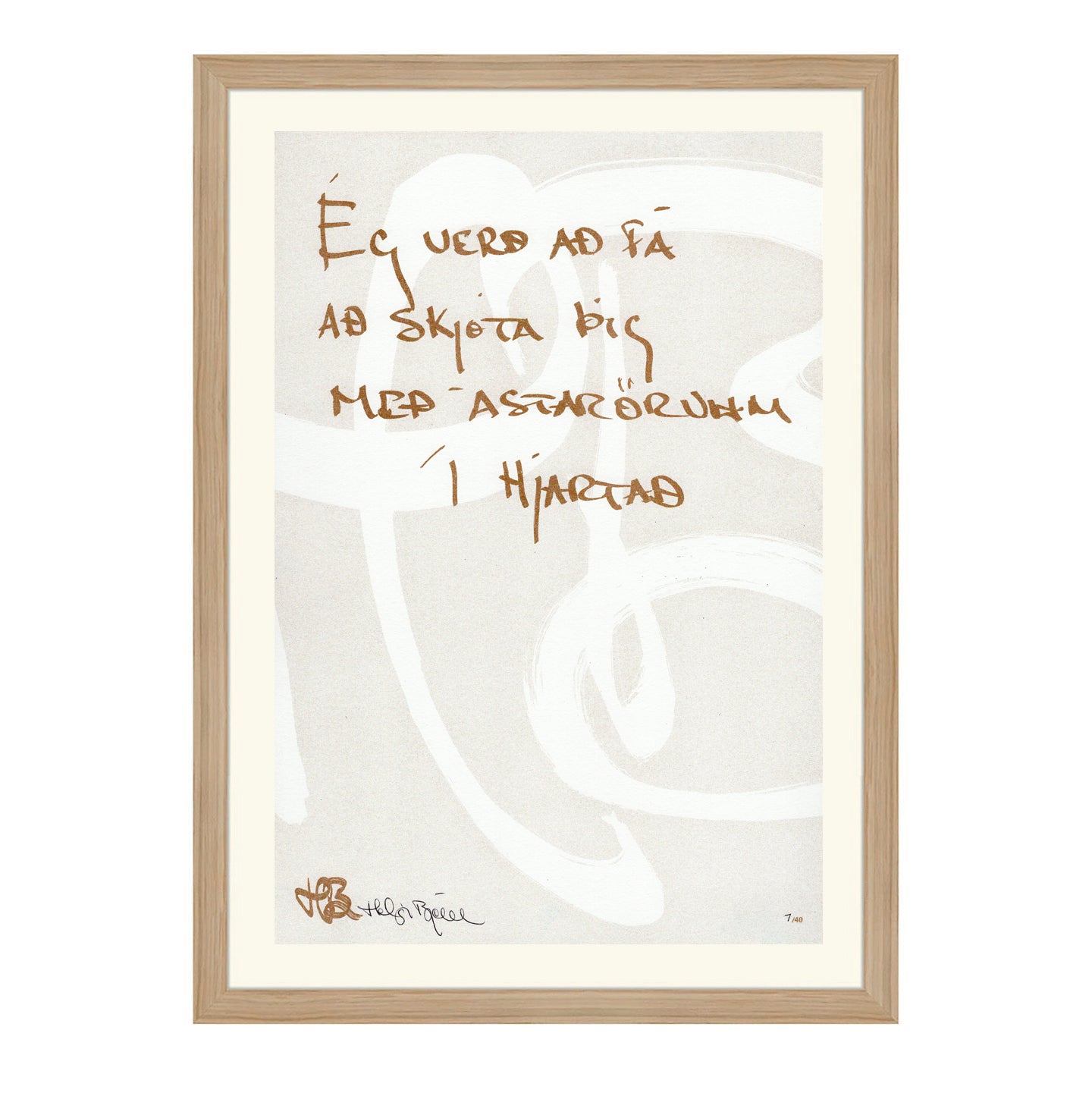 Ég verð að fá að skjóta þig með ástarörvum í hjartað - Textaverk