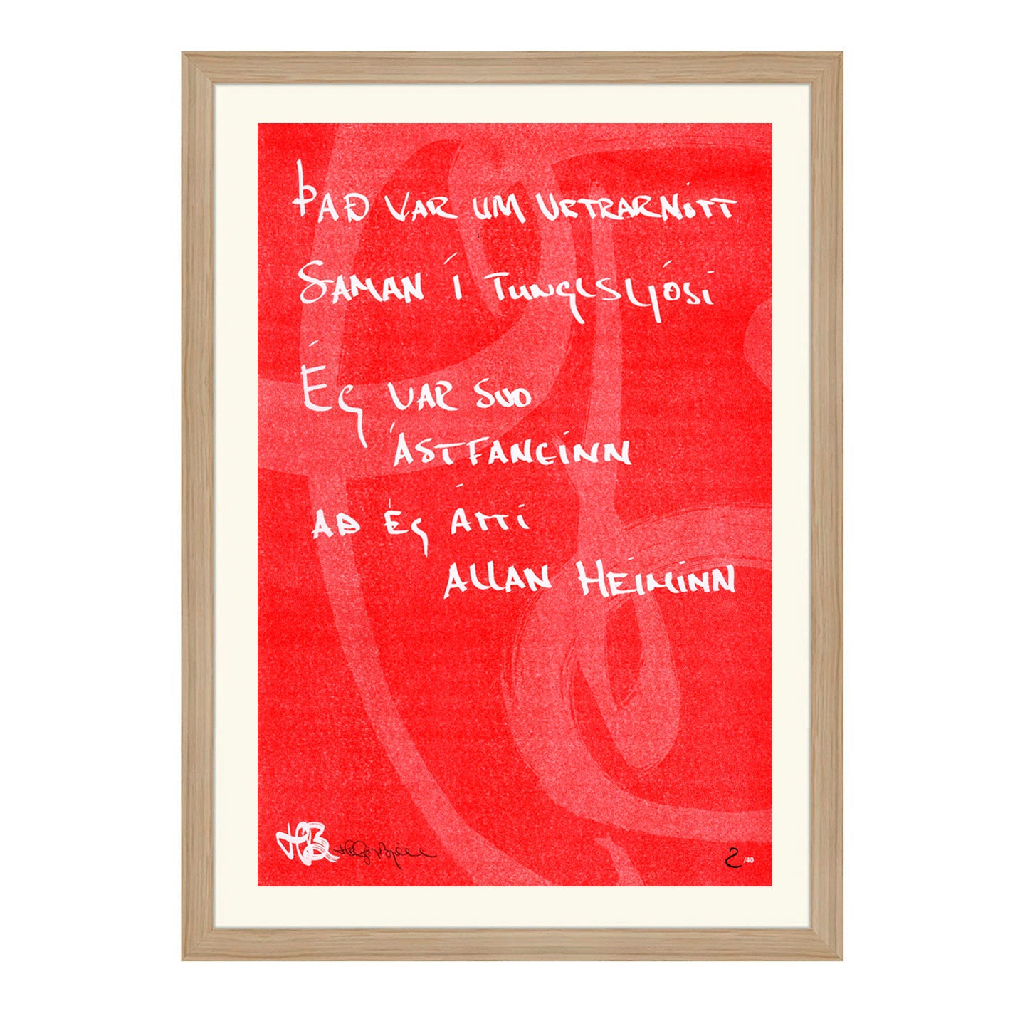 Það var vetrarnótt saman í tunglsljósi - Textaverk